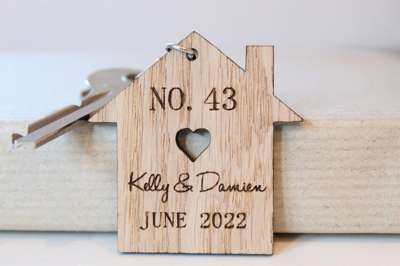 Personalised set of 2 New Home Keyrings, Couples First Home Keyring Set, Personalised New House Gift, His Hers Keyring Set Personalised Home 