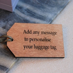 Wooden Luggage Tag, Adventure Awaits, The World Awaits, Travel Gift, Adventure Gift, Gift For Travellers, Personalised Message image 4