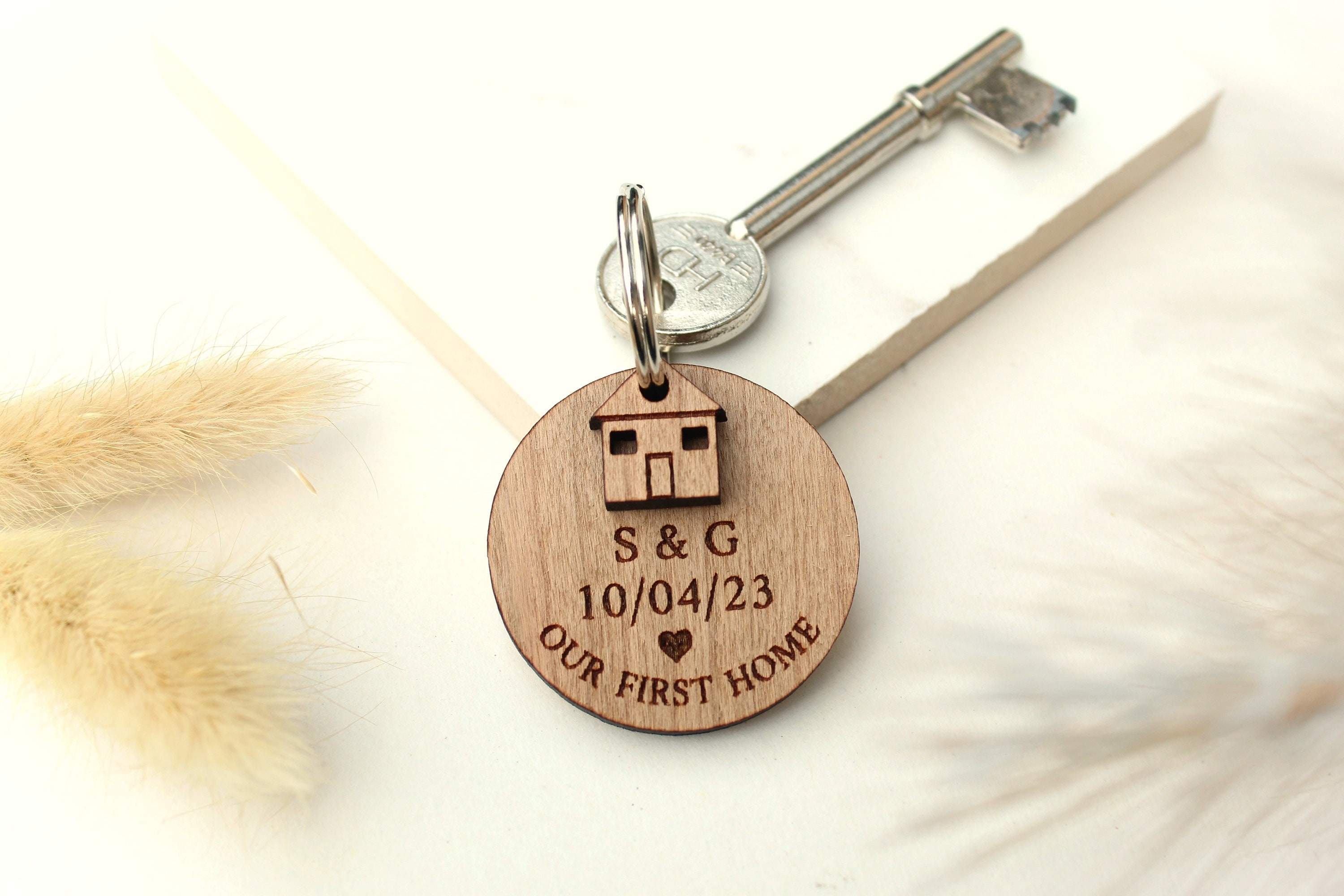 New Home Gift, First Home Keyring,  My First Home, Couples First Home Keyring Set, Personalised New House Gift, Housewarming Gift, New House