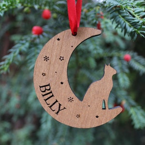 Personalised Cat Christmas Bauble, Cat Christmas Decoration, Pet Lover Christmas Gift, Cats First Christmas, Wooden Tree Ornament , Cat image 2