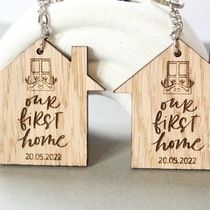 Personalised set of 2 New Home Keyrings, Couples First Home Keyring Set, Personalised New House Gift, His Hers Keyring Set Personalised Home