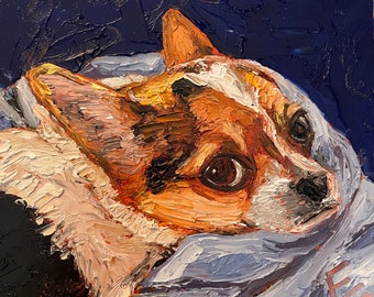 Oil Painting / Chihuahua Puppy Painting / 6x6 / Chihuahua Painting