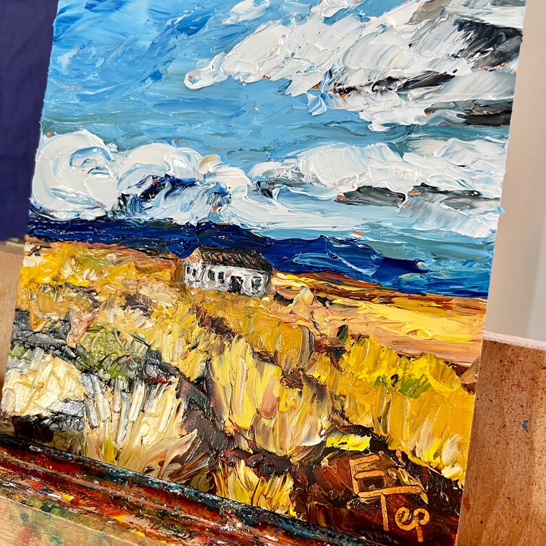 Oil Painting / House in the Desert / New Mexico Art / Landscape / Tiny