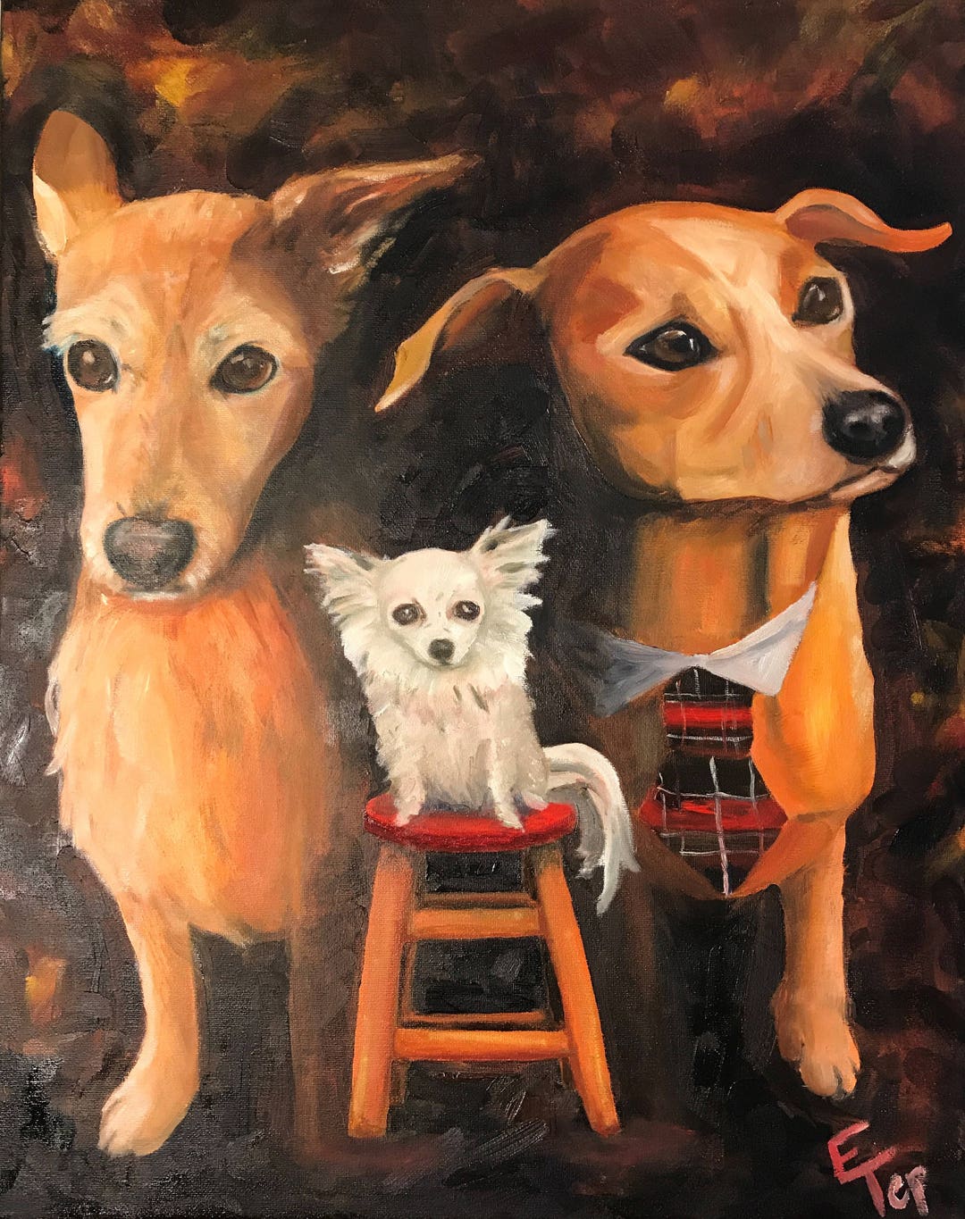Art Print / 3 Good Dogs / Giclee / 16x20 / Dog Painting / Etsy