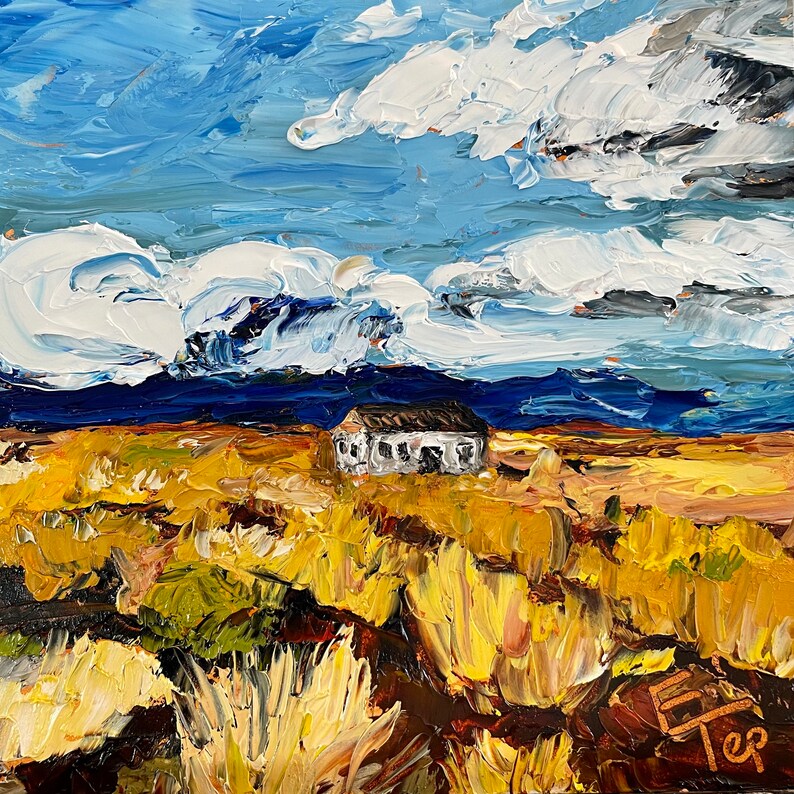 Oil Painting / House in the Desert / New Mexico Art / Landscape / Tiny