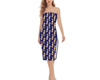 Mermaid inspired side split tube dress - resort wear - tropical - beach dress