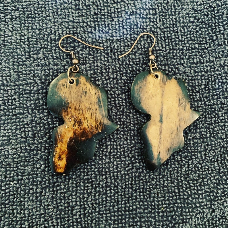 Map of Africa bone yak earrings
