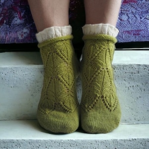 Hand-Knitted Cute Wool Socks for Women - Stylish Ruffled Socks - Perfect Valentine socks for Her. Christmas gift