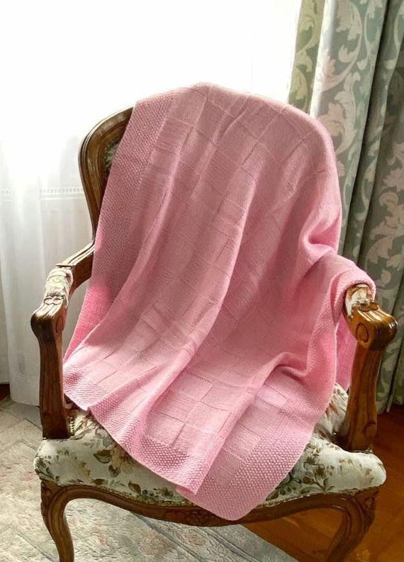 Buy Hand-knitted Baby Blanket: Soft Pink Australian Wool Crib