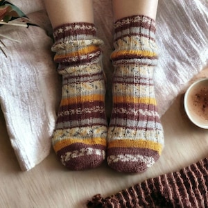 Striped Hand Knitted Socks: Warmth From Ukraine. Christmas gift