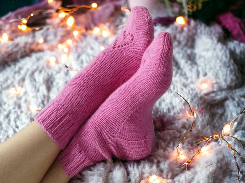 Handknitted Cute Wool Socks for Women Stylish Ruffled Socks Perfect Valentine Socks for Her Etsy