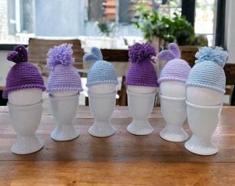 Crocheted Egg Cozies (Set of 6): Handmade Easter Bunny Decor