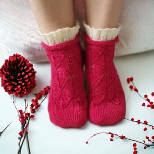 Hand Knitted Socks: Luxurious Merino-Acrylic Blend, Warm Winter Socks, Perfect Valentine socks, Women&#39;s Knitted Socks, Christmas gift