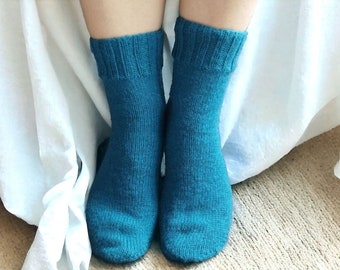 Calcetines de lana merino tejidos a mano: calcetines unisex de invierno cómodos
