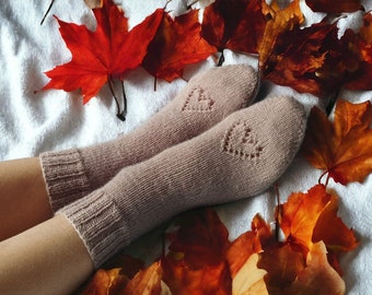 Hand-Knitted Cute Wool Socks for Women - Stylish Ruffled Socks - Perfect Valentine socks for Her