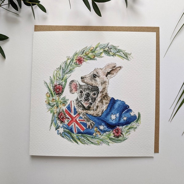 Support for Australian Animals Blank Greeting Card