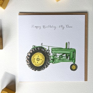 Cartão de aniversário de trator vintage, feliz aniversário meu Deere