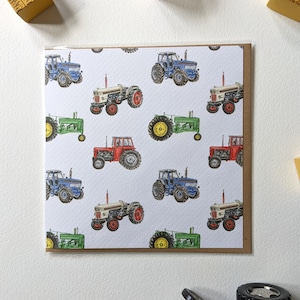 Carte de voeux vierge de tracteurs vintage