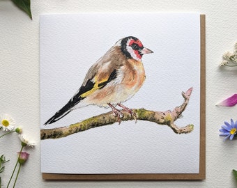 Goldfinch Bird Watercolour Blank Greeting Card