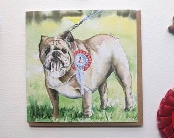 British Bulldog Card from original watercolour painting