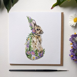 Bunny Rabbit Grußkarten Florales Aquarell