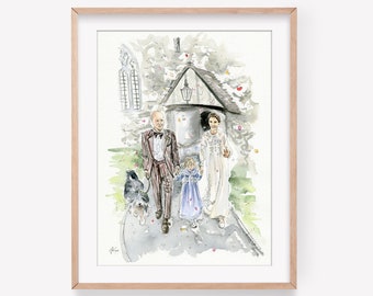 Wedding Portrait, Original Watercolour Painting, Custom Commission, Bespoke Art