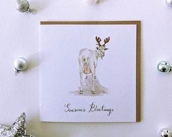 Christmas Goat, Seasons Bleatings, Blank Greeting Card