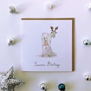 Christmas Goat, Seasons Bleatings, Blank Greeting Card