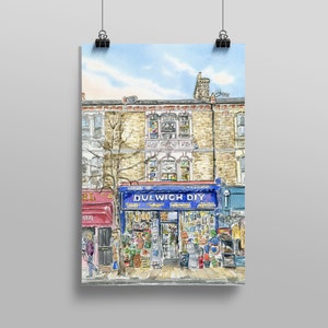 Dulwich DIY Lordship Lane East Dulwich Watercolour Art Print