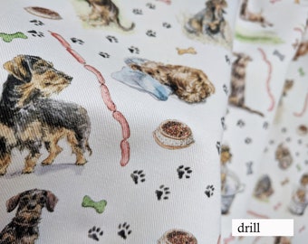 Dachshund Fabric, Sausage Dog Print 100% cotton