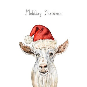Christmas Goat, Mehhhrry Christmas, Blank Greeting Card