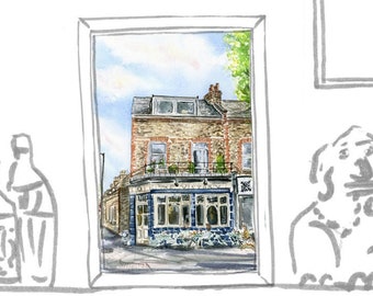 East Dulwich Art Print Franklins Restaurant Lordship Lane Original Watercolour Painting