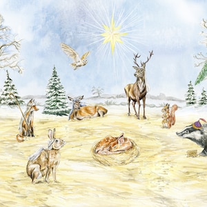 Carte de voeux vierge de Noël avec créatures des bois