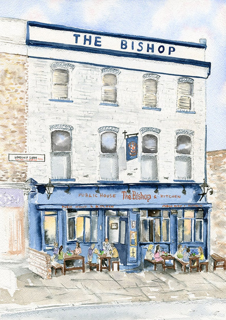 East Dulwich The Pub Lordship Lane Watercolour Art Etsy