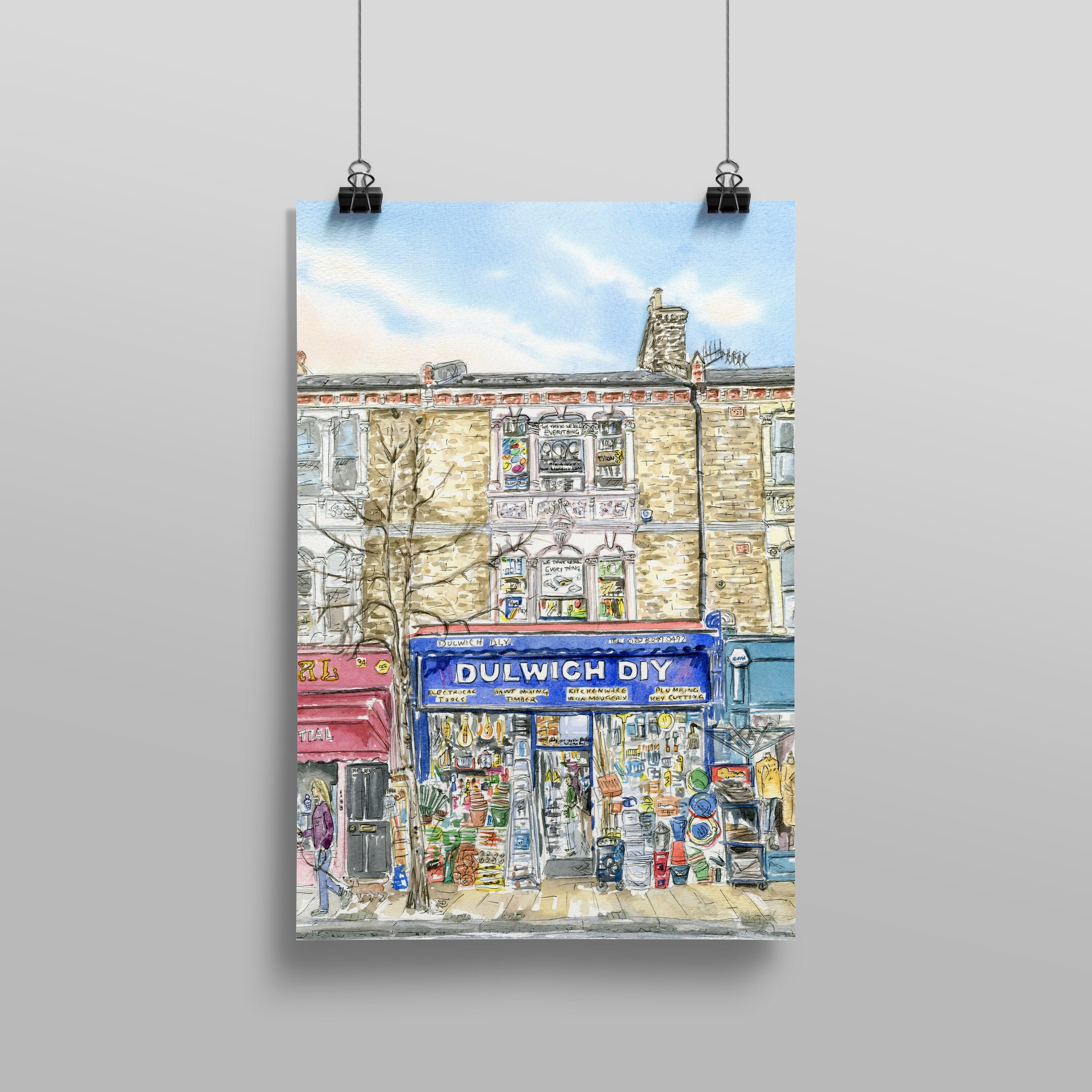 Dulwich DIY Lordship Lane East Dulwich Watercolour Art Print Etsy UK