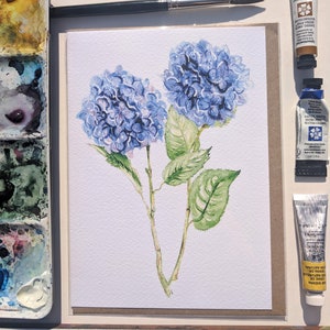 Blaue Hortensie Grußkarte
