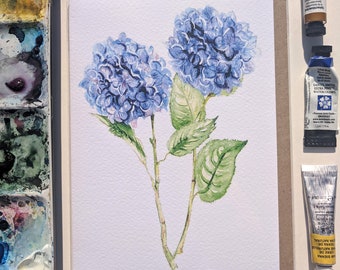 Blue Hydrangea Blank Greeting Card
