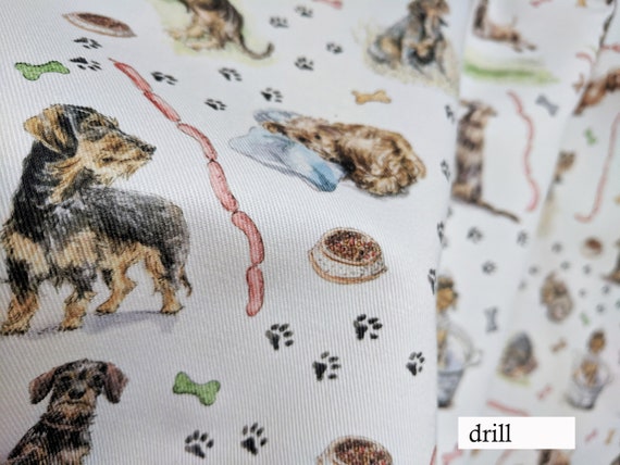 Dachshund Fabric, Sausage Dog Print 100% cotton