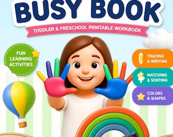 Toddler Busy Book - Montessori Busy Binder, Preschool Curriculum, Printable PDF