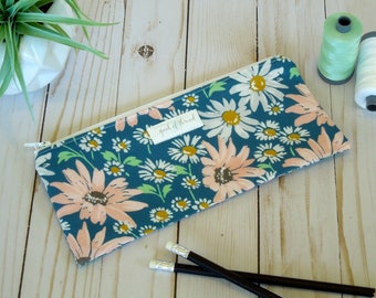 Floral daisy and Aztec Pencil Pouch/ Back to school/ Zip Pouch