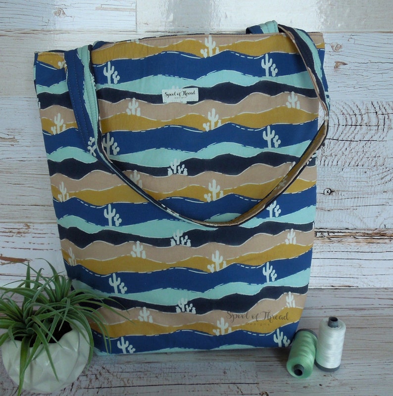 No Zip Desert Cactus in NavyTote bag