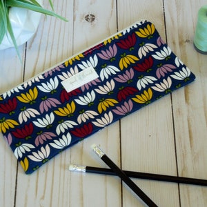Lotus Floral Pencil Pouch/ Back to school/ Zip Pouch