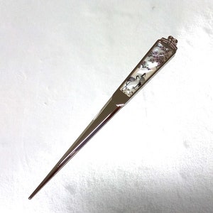 Patrón de grullas y flores de cerezo Abrecartas de nácar Abresobres Navaja de cartas Regalo de oficina Abrecartas de metal Regalo para ella él