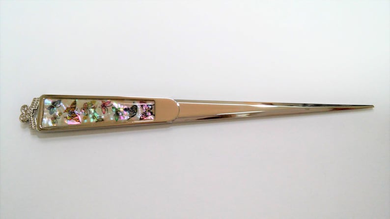 Mother of pearl Letter opener Envelop opener Letter knife Office gift Metal letter opener Gift for her him With gift box image 3