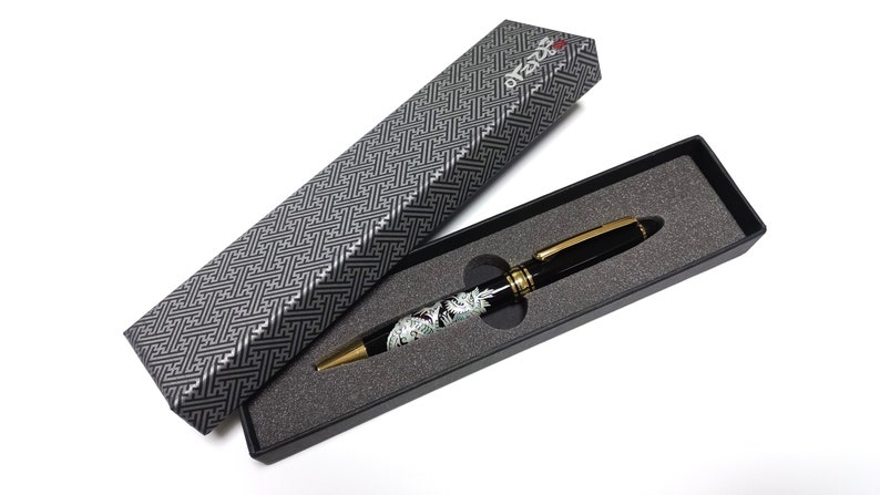 With Gift Wrapping Mother of pearl Ballpoint pen Handcrafted pen Inlaid with mother of pearl Crane Birds Peonies Dragon Bamboo 5 Pattern image 8