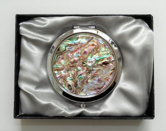 Mother of pearl Cosmetic mirror, Compact mirror, Makeup mirror, Pocket mirror, Bridesmaid gift, Gift for her