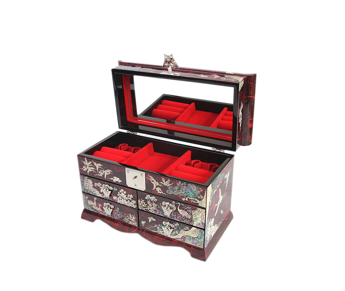 Large Size Mother of Pearl Jewelry Box Inlay Jewelry Box Etsy