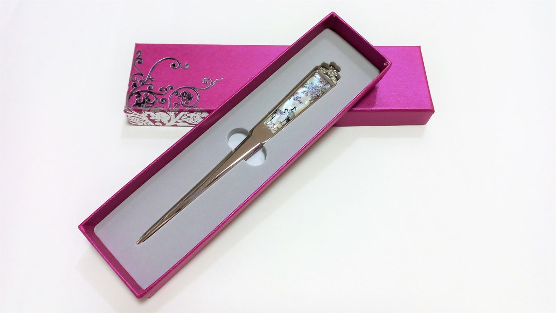 Cranes & Cherry Blossoms Pattern Mother of Pearl Letter Opener Envelop ...