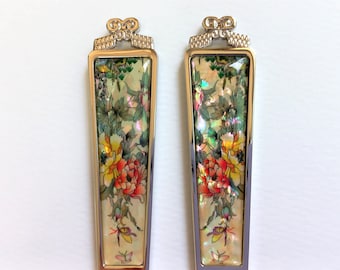 Mother of Pearl Letter Opener: Peony Design, Stainless Steel, Yellow