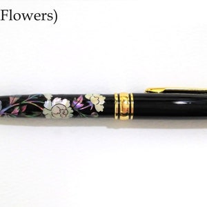 With Gift Wrapping Mother of pearl Ballpoint pen Handcrafted pen Inlaid with mother of pearl Crane Birds Peonies Dragon Bamboo 5 Pattern Peonies (Flowers)